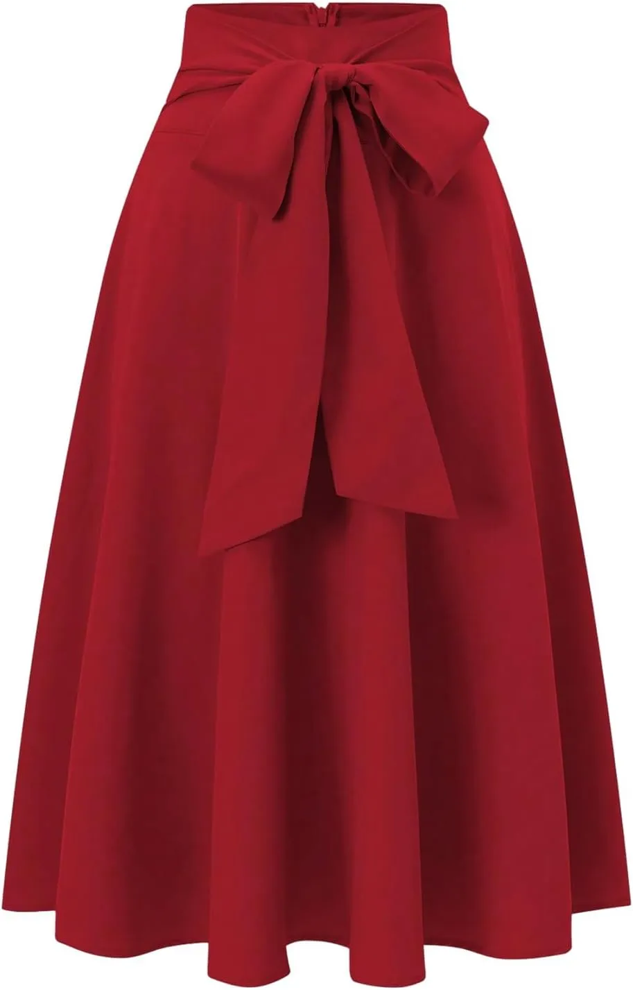 GORGLITTER Women's Bow High Waisted Pleated Midi Skirts Faldas Tie Belted A Line Flowy Skirts Dressy Casual 2025