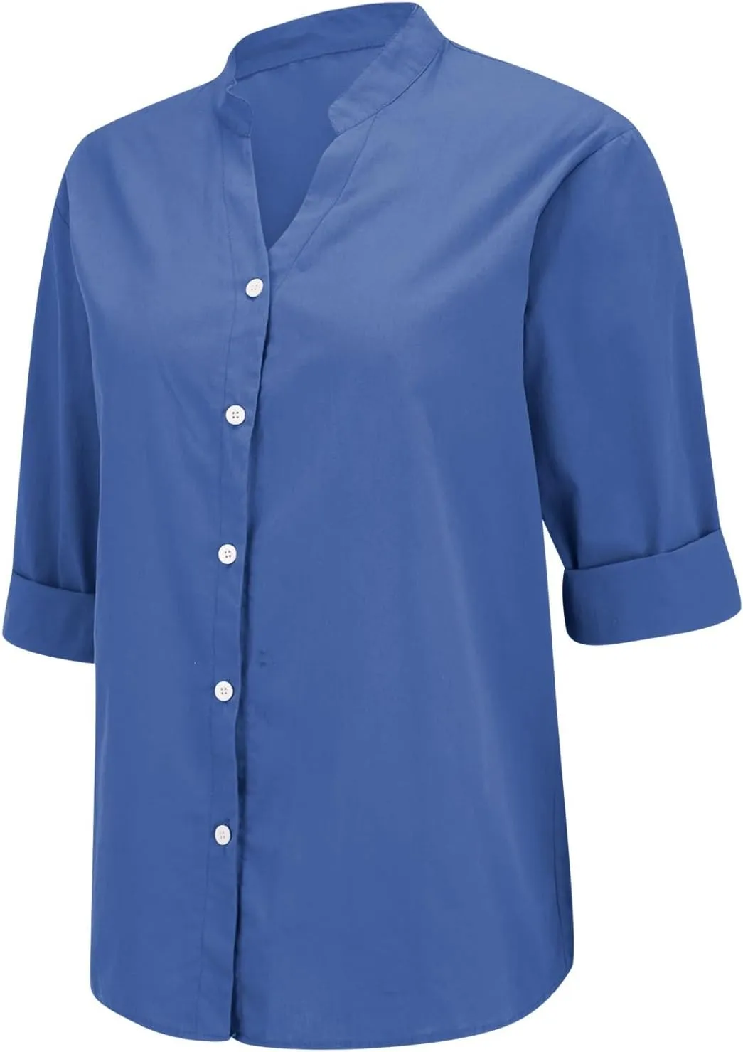 Linen Shirts for Women Summer Boho Short Tops Elbow Sleeve Button Dress Shirt Plus Size Casual Vneck Loose Work Shirt