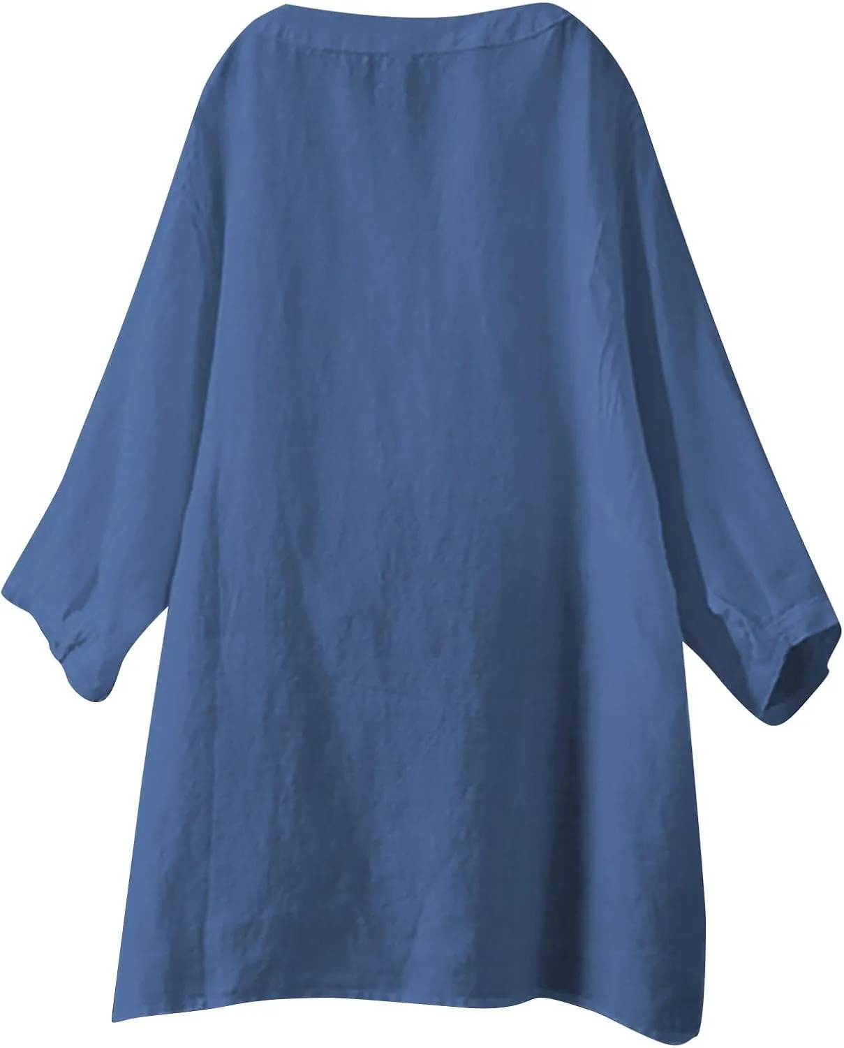 Linen Shirts for Women Summer Boho Short Tops Elbow Sleeve Button Dress Shirt Plus Size Casual Vneck Loose Work Shirt