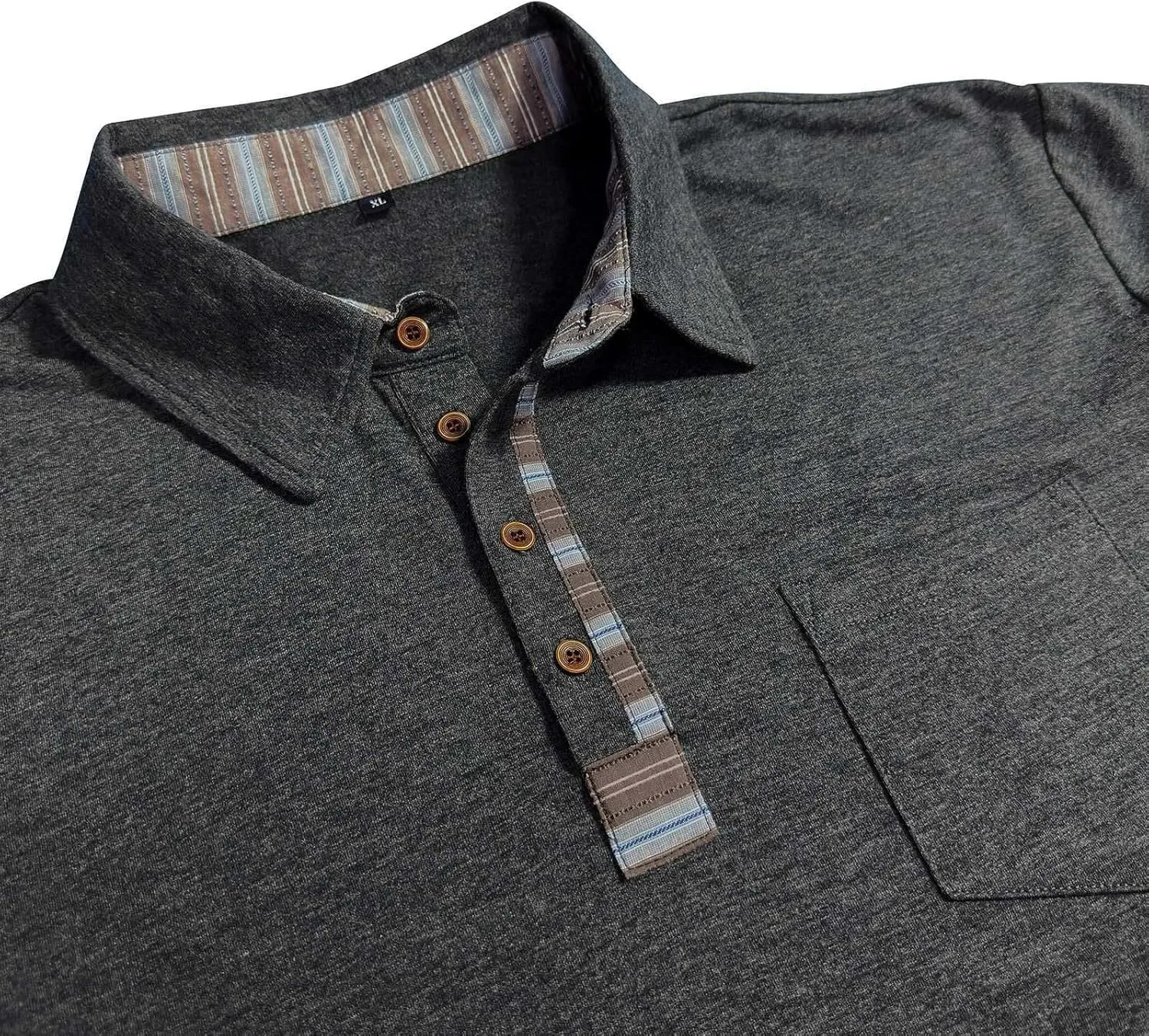 Long Sleeve Polo Shirts for Men Button Up Cotton Casual Golf Polos Shirt with Pocket Camiseta Manga Larga para Hombre