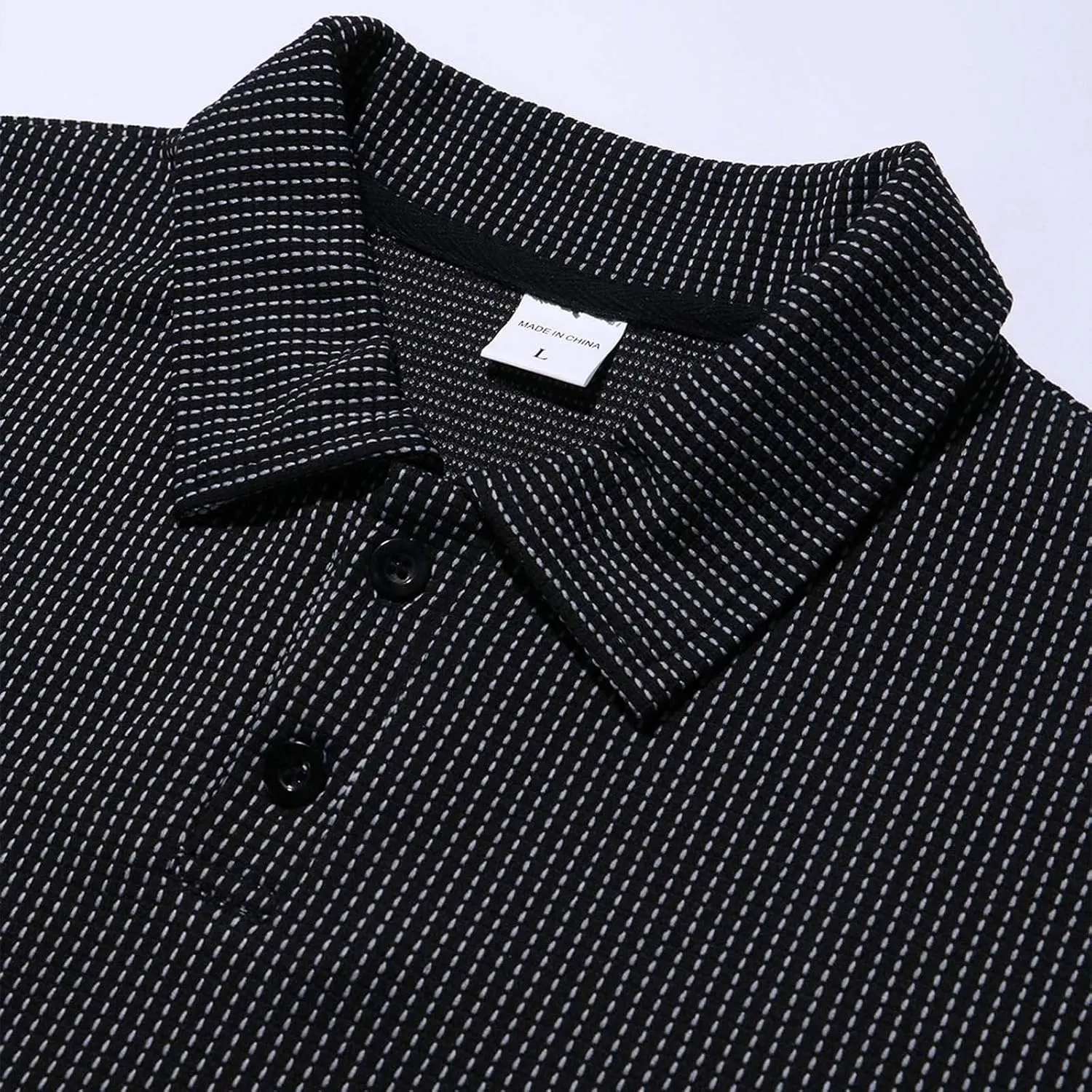 Mens Knitted Polo Shirts 2025 Summer Casual Textured Golf Polos Shirt V Neck Short Sleeve Performance Collared Shirts