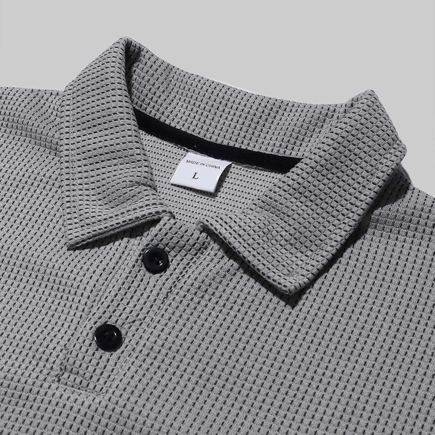 Mens Knitted Polo Shirts 2025 Summer Casual Textured Golf Polos Shirt V Neck Short Sleeve Performance Collared Shirts