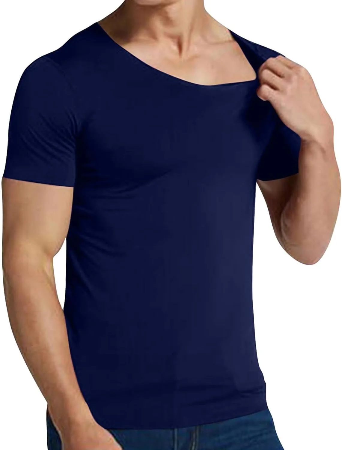 Men's Undershirt Stretch V-Neck Base Layering Tshirts Soft Stretch Moisture-Wicking Tees Quick Dry Gym Sports Tops