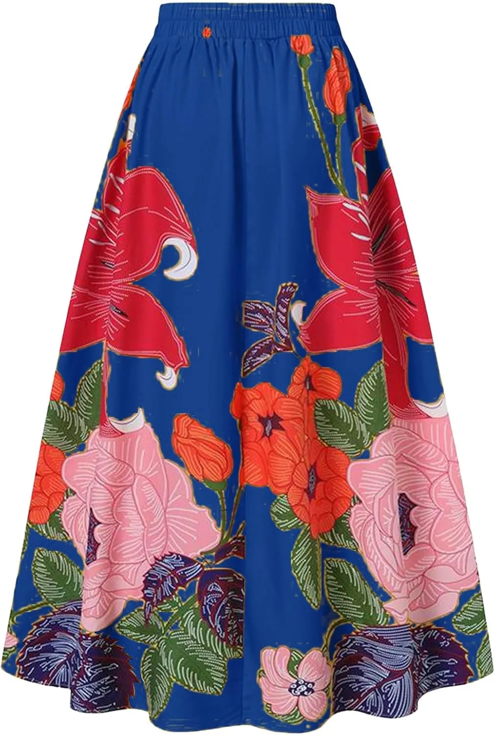 Pencil Skirt for Women Tummy Control High Waist Maxi Skirt Casual Loose Flowy Boho Party Long Women's Skirts with Pocket