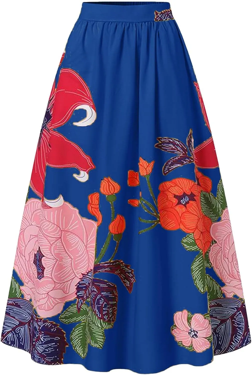 Pencil Skirt for Women Tummy Control High Waist Maxi Skirt Casual Loose Flowy Boho Party Long Women's Skirts with Pocket