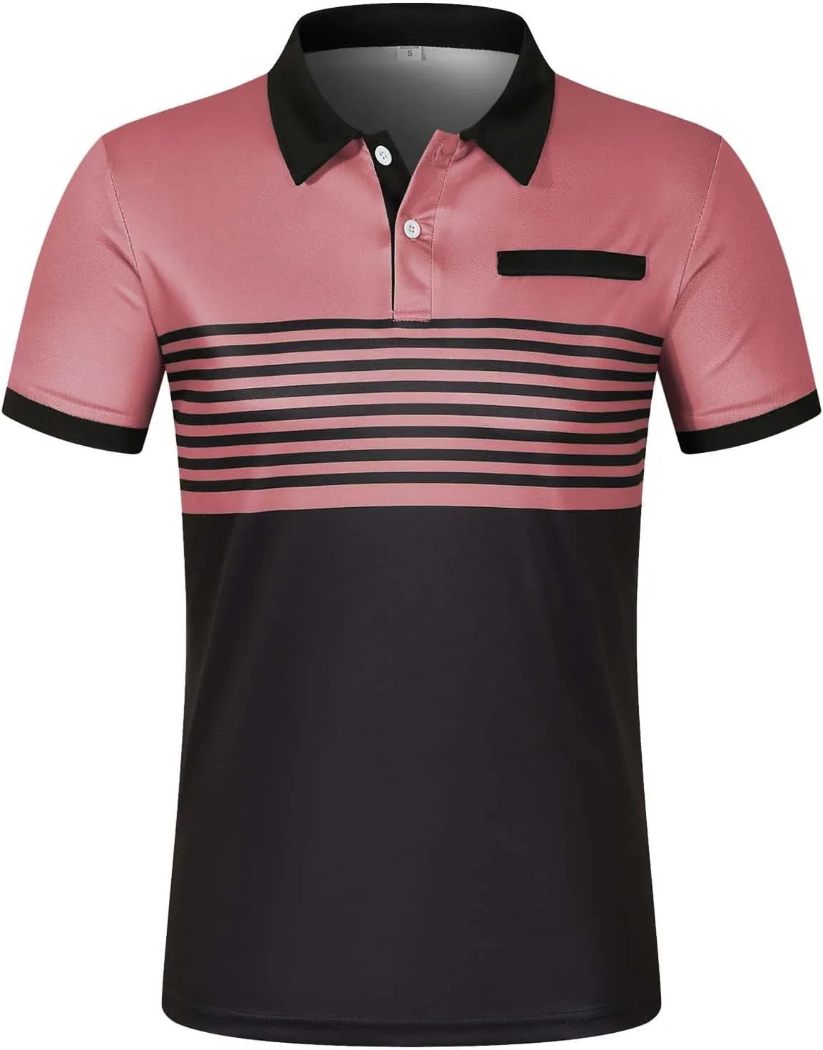 Polo Shirts for Men with Pocket Casual Collared Shirt Polos Classic Button Golf Shirt Loose Athletic Pullover
