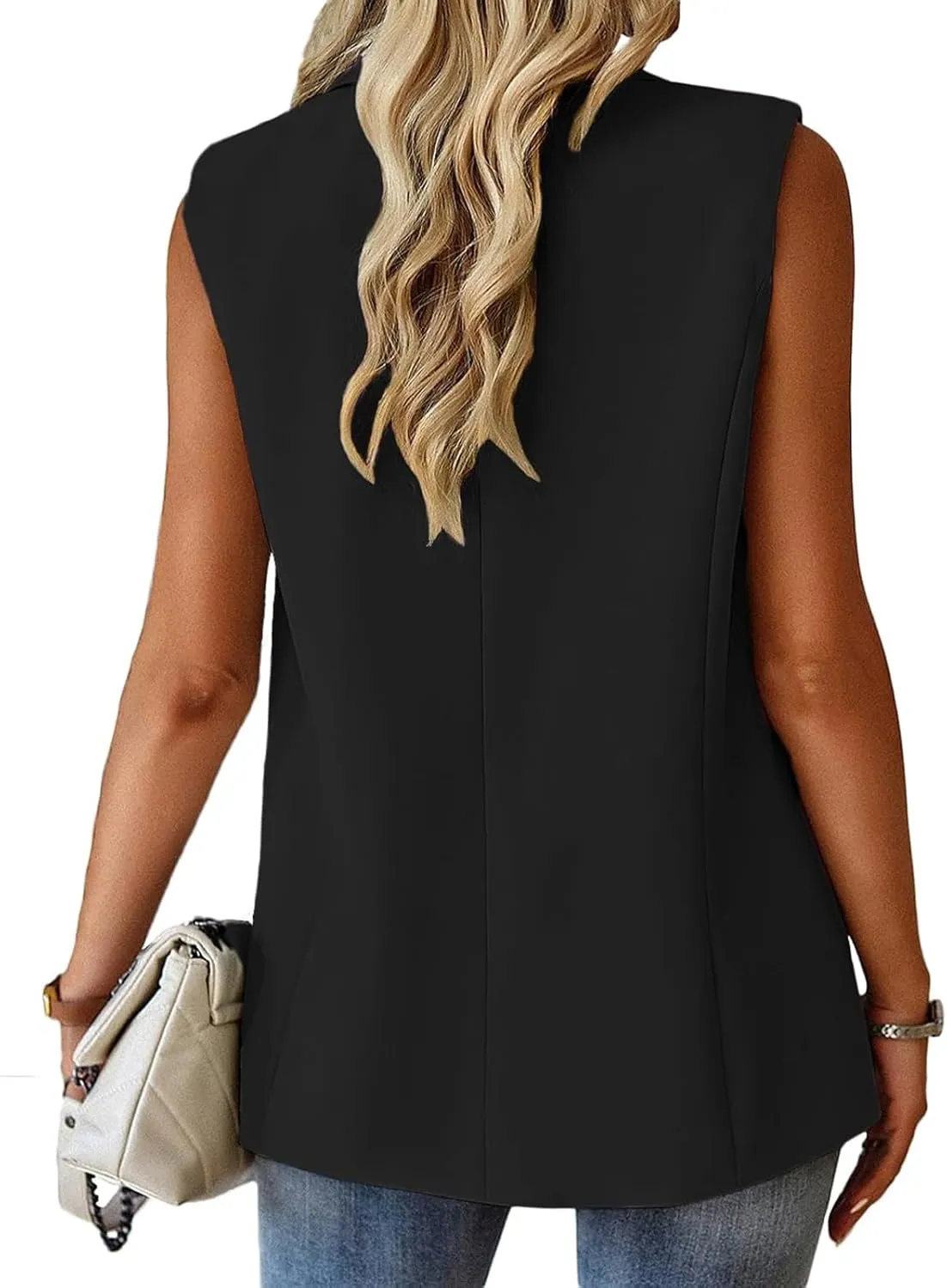 Sleeveless Blazer Vest for Women Casual Work Office Blazers Lightweight Vest Tops Open Front Summer Jacket Waistcoat