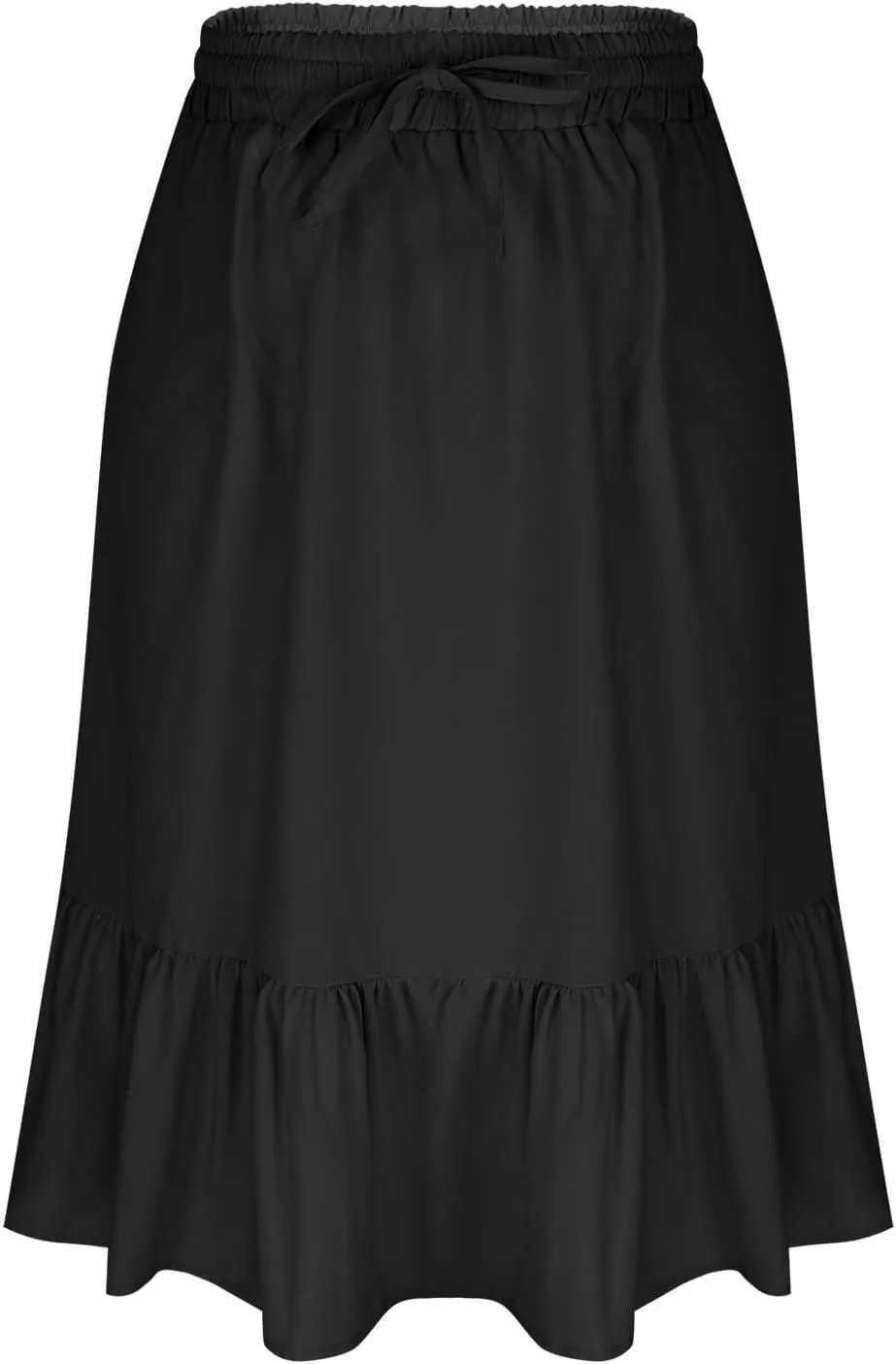 Summer Skirts for Women Trendy with Pockets Drawstring High Waisted Lightweight Casual Tiered Flowy A-Line Midi Skirt