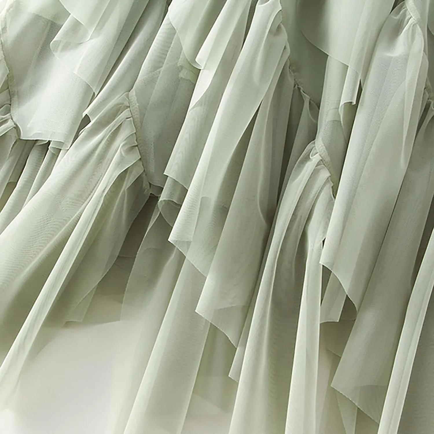 Tulle Skirts for Women 2025 High Elastic Waist Mesh Layered Long Fairy Skirt Tutu A-Line Midi Skirt for Ladies