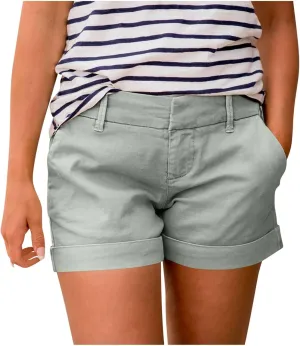 Women's Comfort Tailored Stretch Cotton Solid and Novelty Short Relaxed Fit Casual High Waist Pocketed Denim Shorts