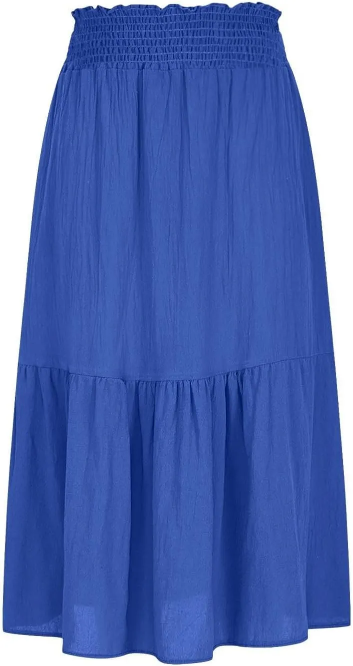 Women's Flowy Skirts Casual Elegant Smock Layered Tiered Maxi Skirt High Waisted A Line Long Skirts Outfits, S-XL