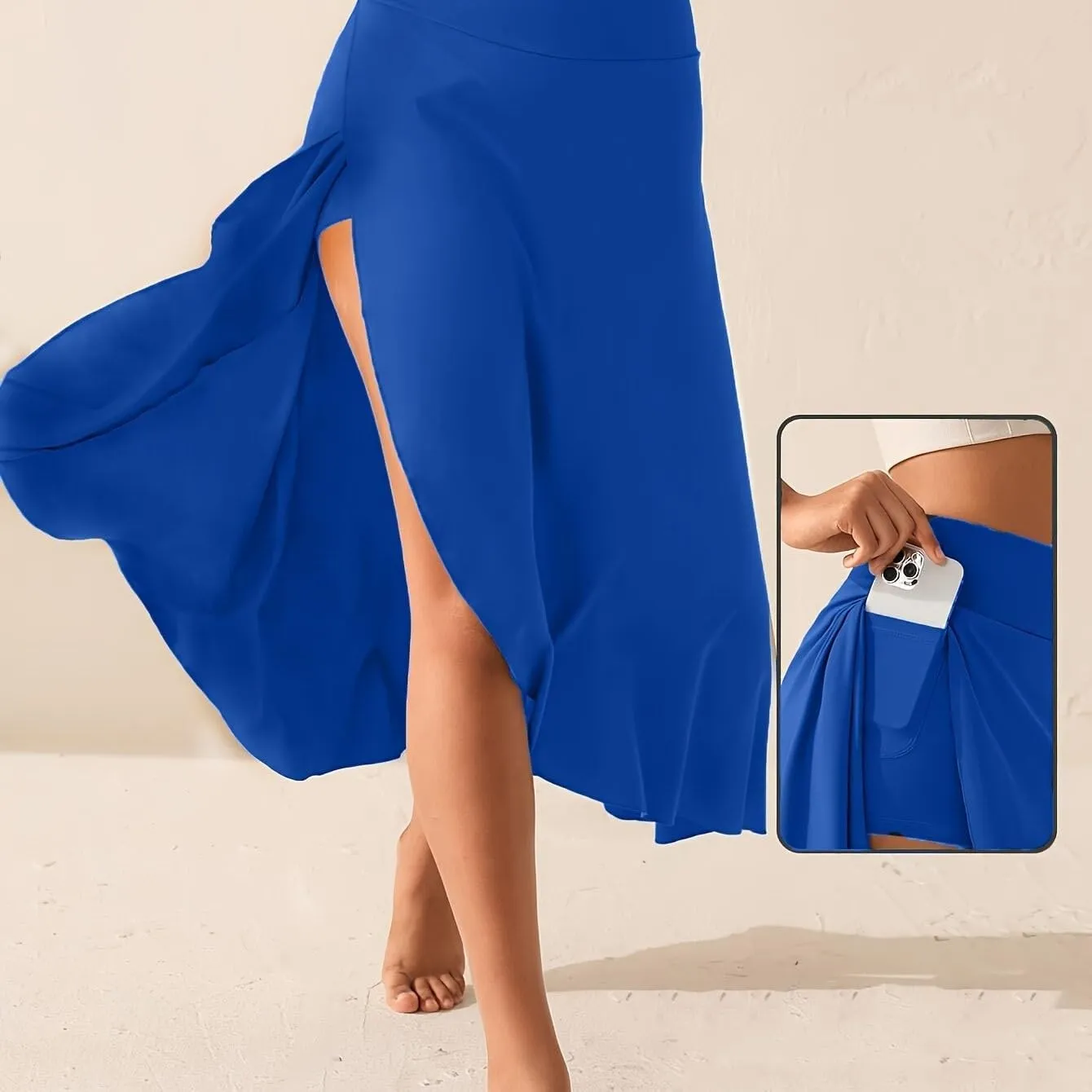Women's Flowy Skirts Solid Color High Waist Temperament Elegant Slit Long Skirt Fashionable Slim Maxi Dresses, S-XL