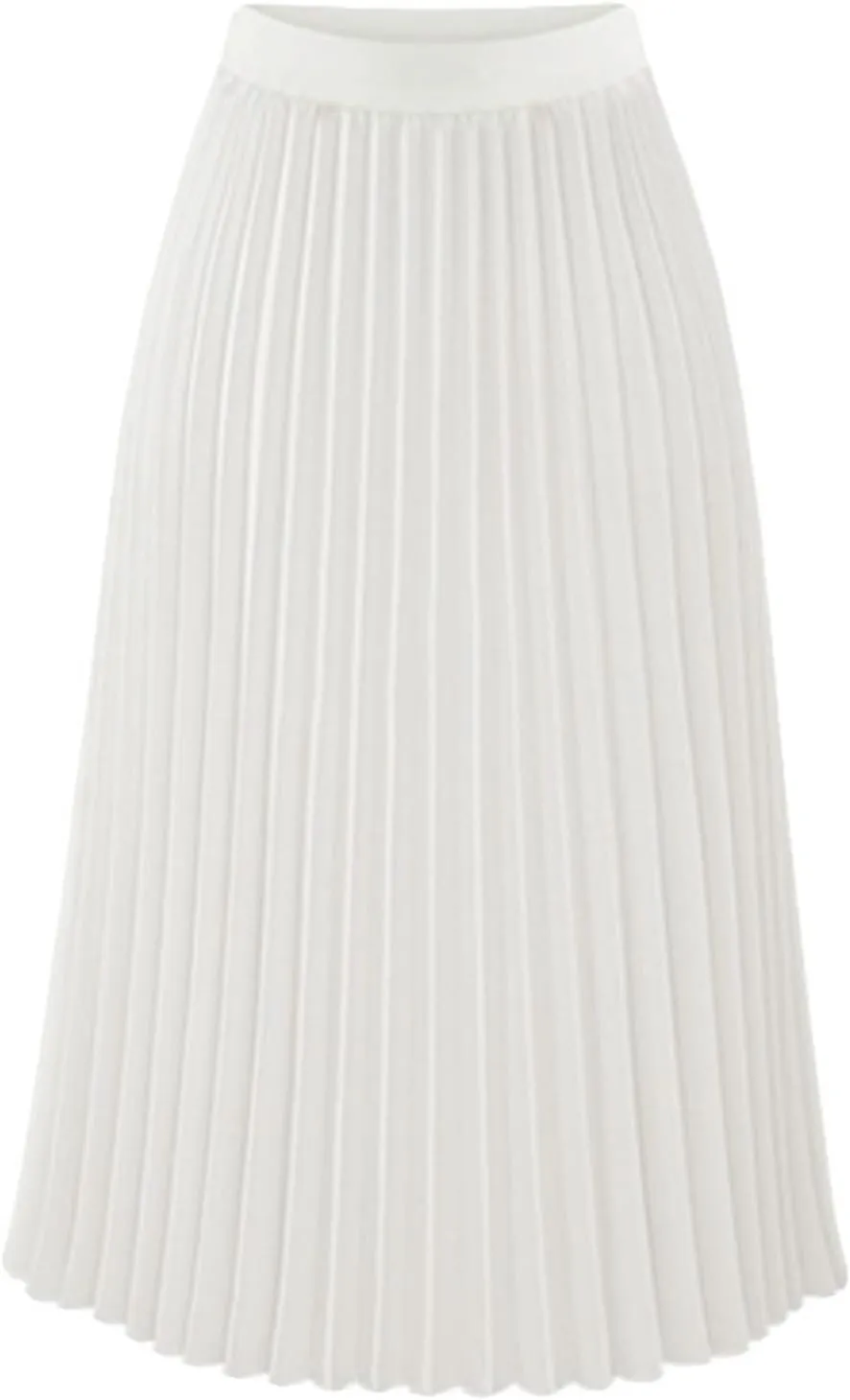 Womens Midi Skirt Elastic High Waist Pleated Chiffon Skirt Swing Flowy A-Line Skirts Casual Beach Vacation Clothes