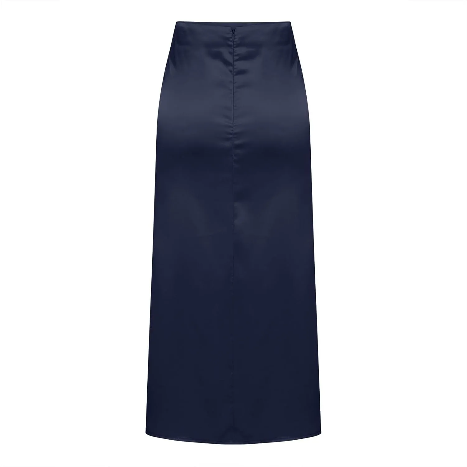 Women's Silk Satin Maxi Skirt High Waist Elegant A Line Fishtail Summer Wedding Work Ruffle Hem Flared Long Skirt