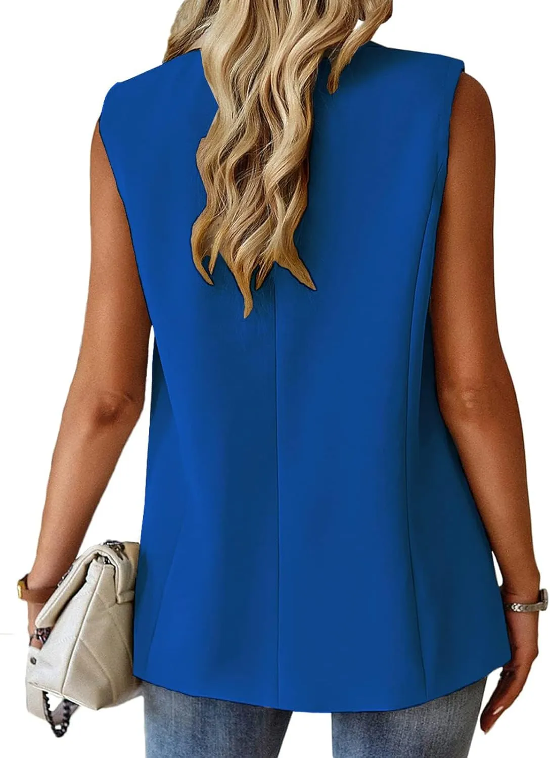 Womens Sleeveless Blazer Vest Button Lightweight Fully Lined Business Suit Vest Summer Casual Work Office Jacket Tops