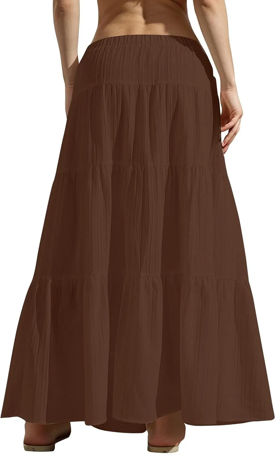 Women's Summer Casual Maxi Skirt Boho Flowy Swing Tiered A-Line Skirt 2025 Fashion Pleated Beach Long Skirts