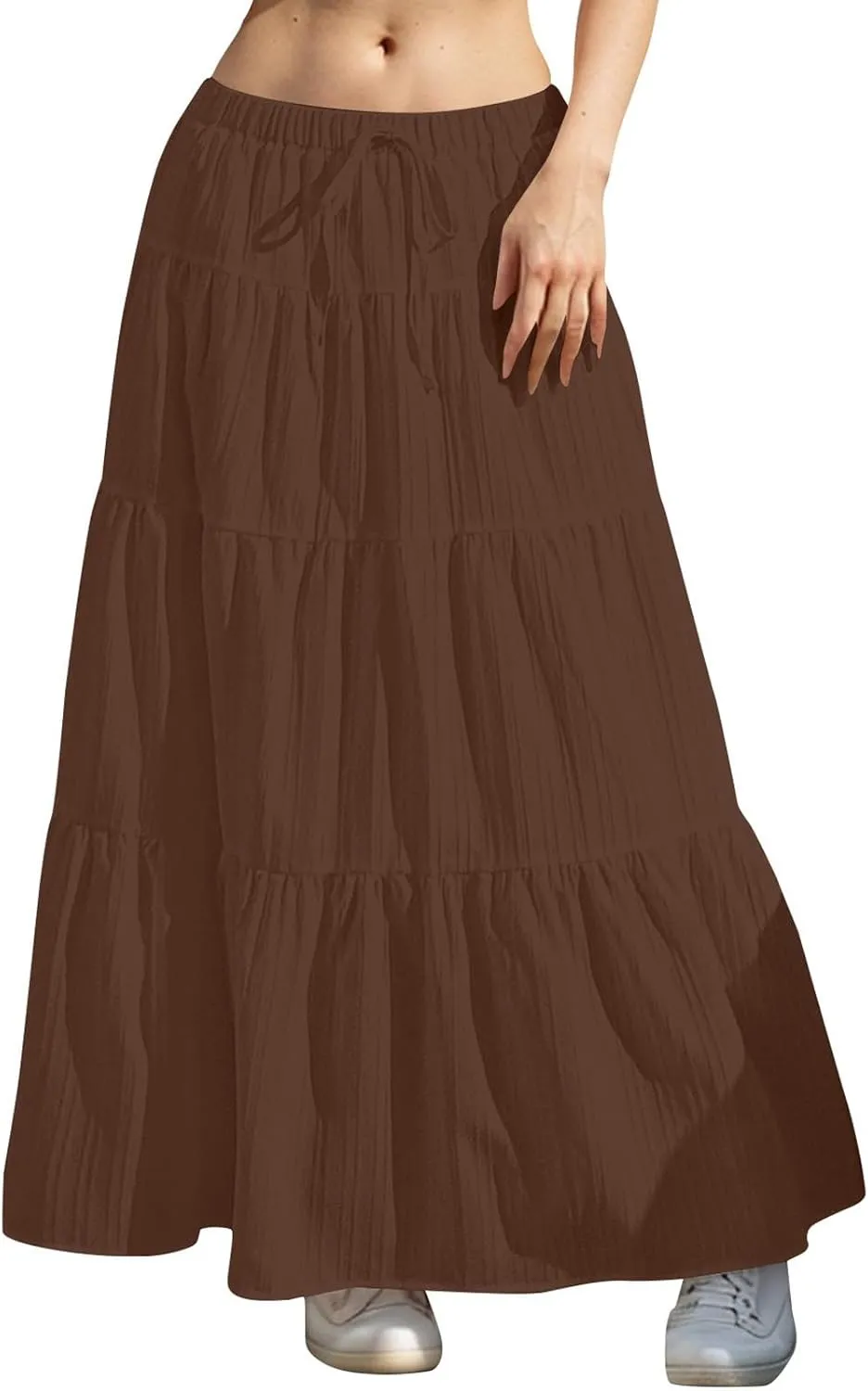 Women's Summer Casual Maxi Skirt Boho Flowy Swing Tiered A-Line Skirt 2025 Fashion Pleated Beach Long Skirts