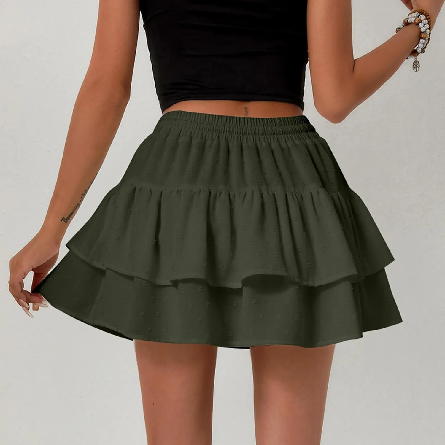Women's Sundresses High Waist Mini Skirt Flowy A Line Ruffle Hem Y2K Cute Skirts Casual Boho Dresses, S-XL